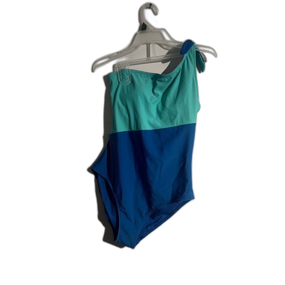 Old Navy One-Shoulder Colorblock One-Piece Swimsuit - Teal & Royal Blue